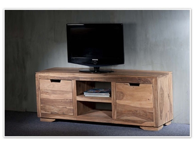 MEUBLE TV  2 PORTES 2 NICHES NATUREL