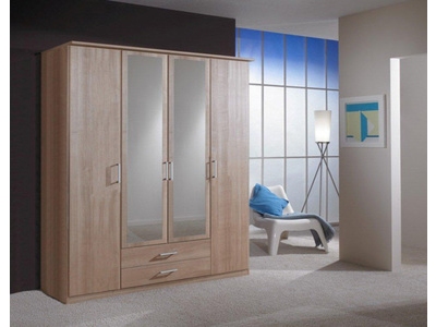 ARMOIRE 4 PORTES DONT 2 MIROIRS+2 TIROIRS
