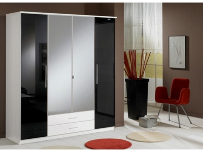 ARMOIRE 4 PORTES DONT 2 MIROIRS+2 TIROIRS