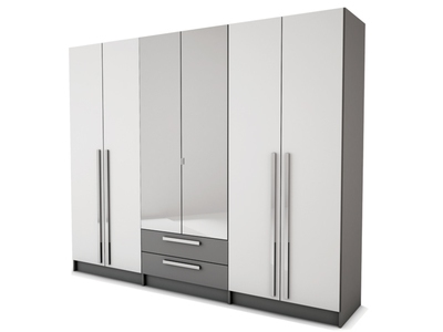 ARMOIRE 6 PORTES 2 TIROIRS
