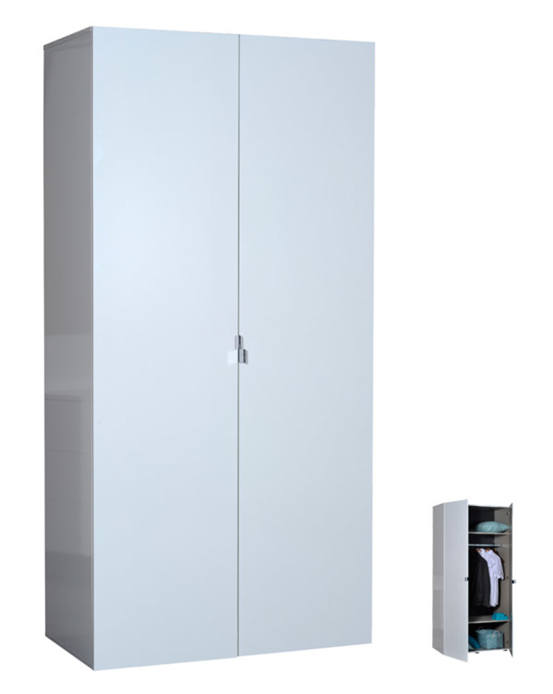 FIRST BLANCHE Chambres Armoires ARMOIRE 2 PORTES BLANC BRILLANT Basika le Hard Discount du meuble
