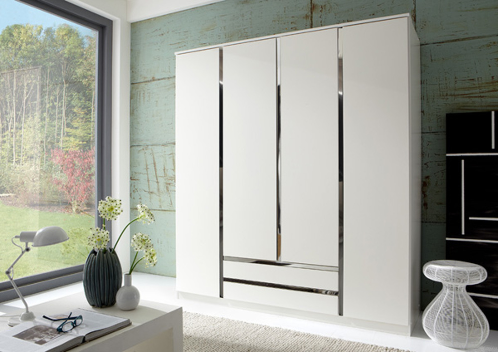 LINE Chambres Armoires ARMOIRE 4 PORTES 2 TIROIRS BLANC Basika le Hard