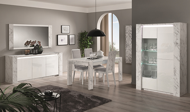 Clotilda marbr� blanc/laqu� blanc