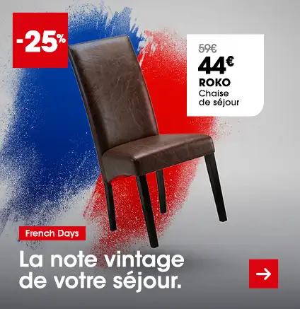 Chaise de s�jour chocolat vintage ROKO en promo