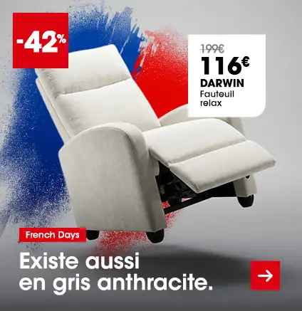 Fauteuil relax DARWIN couleur �cru en promo