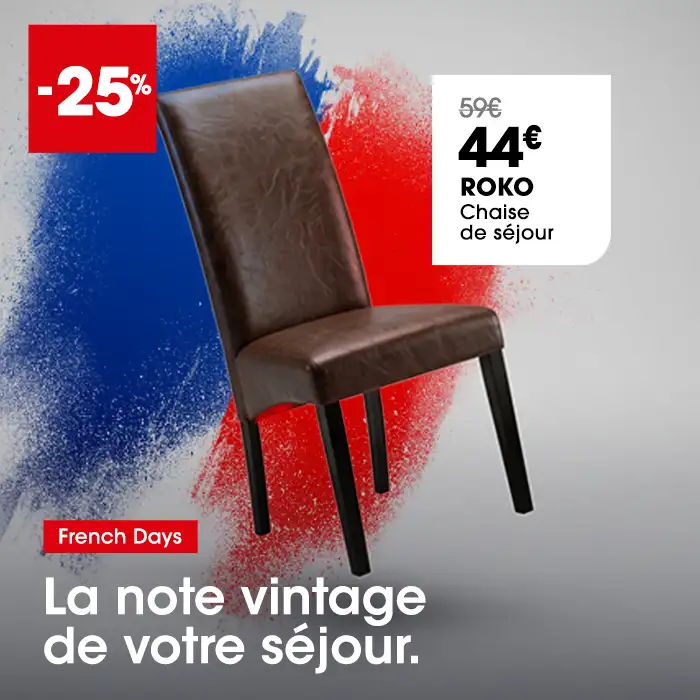 Chaise de s�jour chocolat vintage ROKO en promo