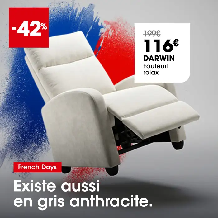 Fauteuil relax DARWIN couleur �cru en promo
