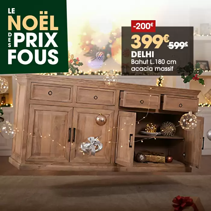 Bahut 4 portes 4 tiroirs en acacia massif