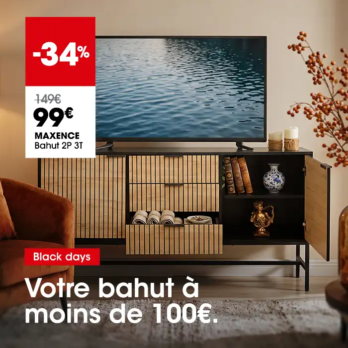 Bahut 2 portes 3 tiroirs MAXENCE en promo