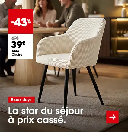 Chaise en tissu beige ASIA en promo