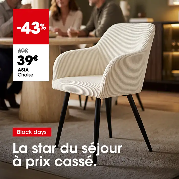 Chaise en tissu beige ASIA en promo