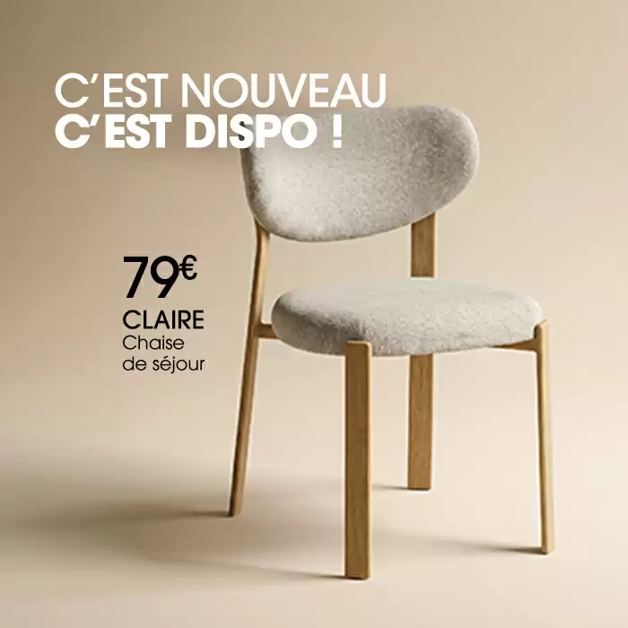 Chaise de s�jour en tissu beige pas ch�re CLAIRE