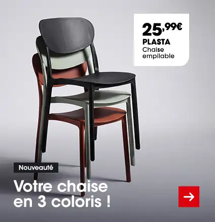 Chaise de s�jour empilable PLASTA, disponible en plusieurs coloris