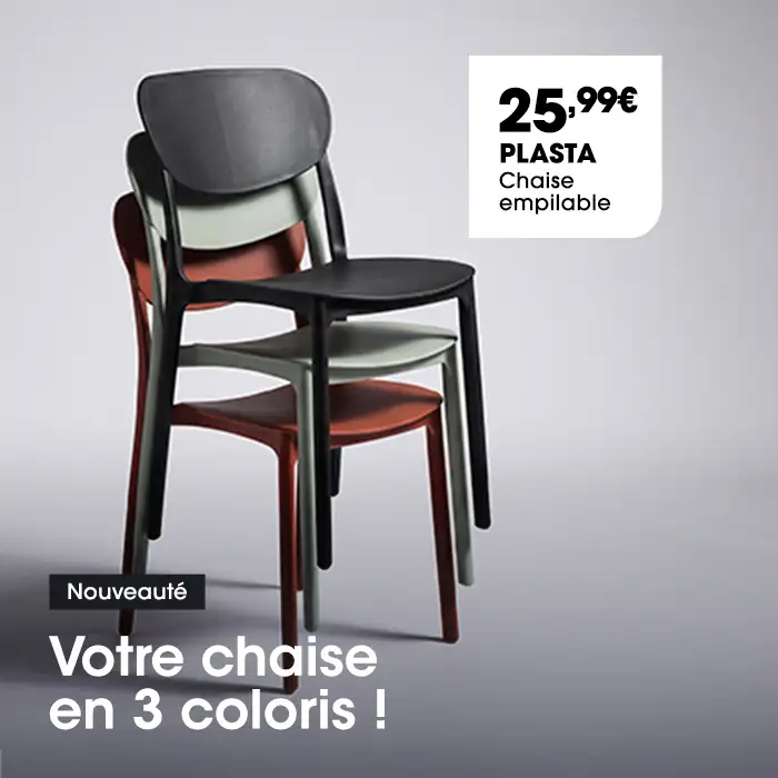 Chaise de s�jour empilable PLASTA, disponible en plusieurs coloris