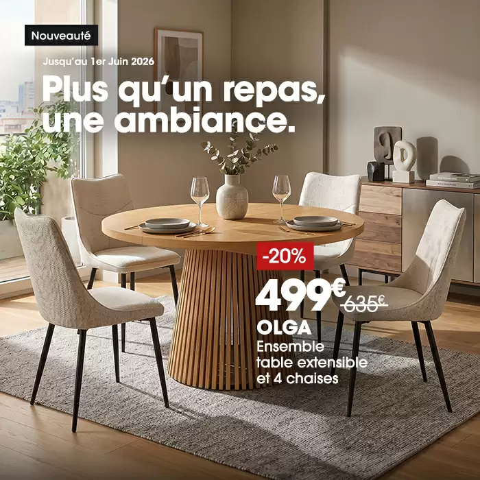 Ensemble table et 4 chaises OLGA en promo