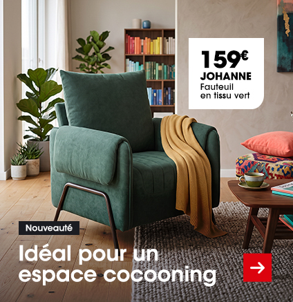 Fauteuil de salon en tissu vert JOHANNE