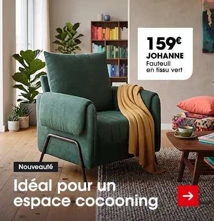 Fauteuil de salon en tissu vert JOHANNE