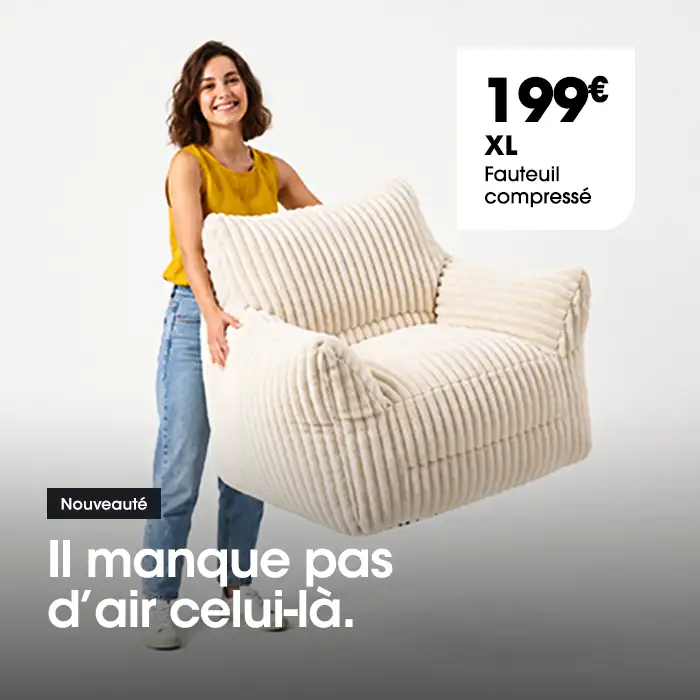 Nouveau fauteuil de salon gonflable XL en tissu beige