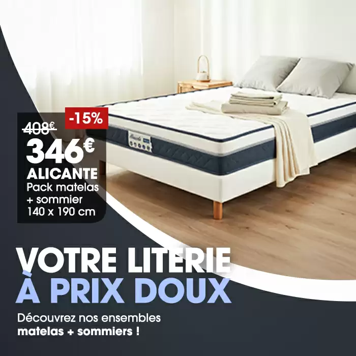 Ensemble matelas + sommier en promo