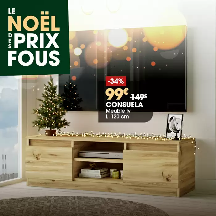 Meuble t�l� 2 abattants CONSUELA