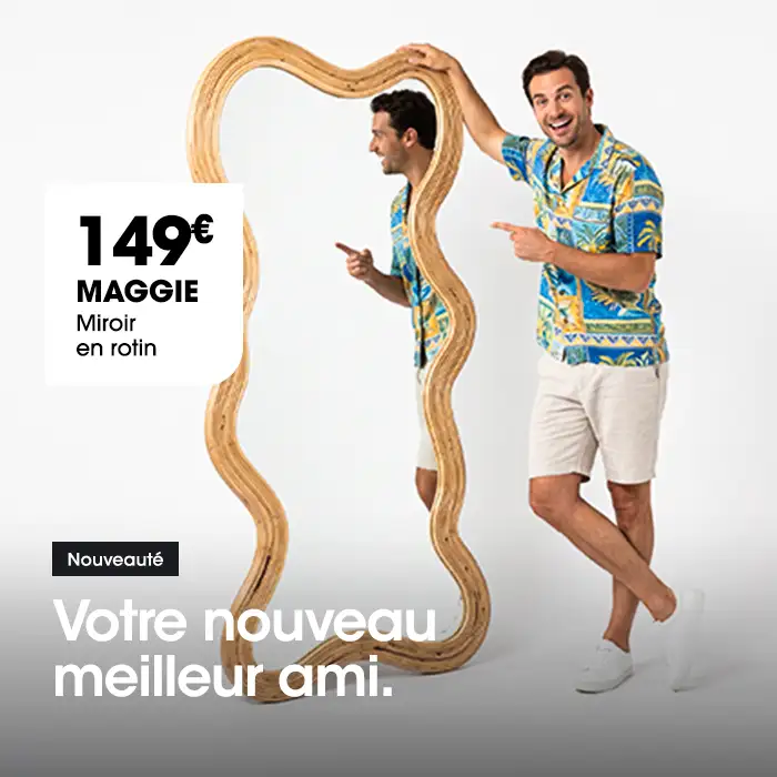 Miroir 179 cm en rotin MAGGIE