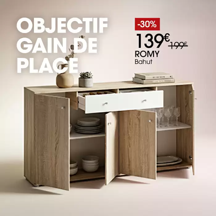 Bahut 4 portes et 2 tiroirs ROMY en promo