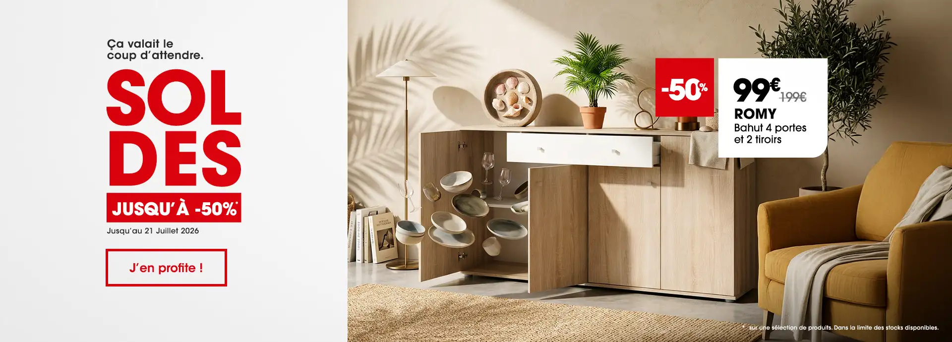 Soldes d'�t�, jusqu'� -50% sur une large s�lection de meubles