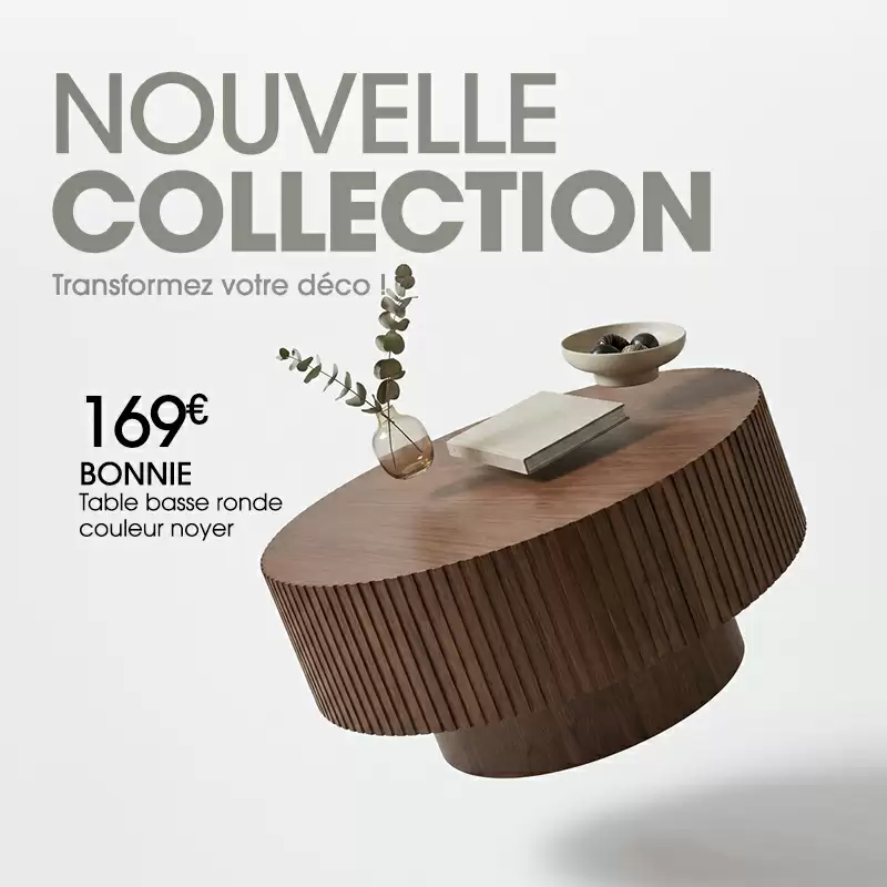 Table basse BONNIE ronde couleur noyer