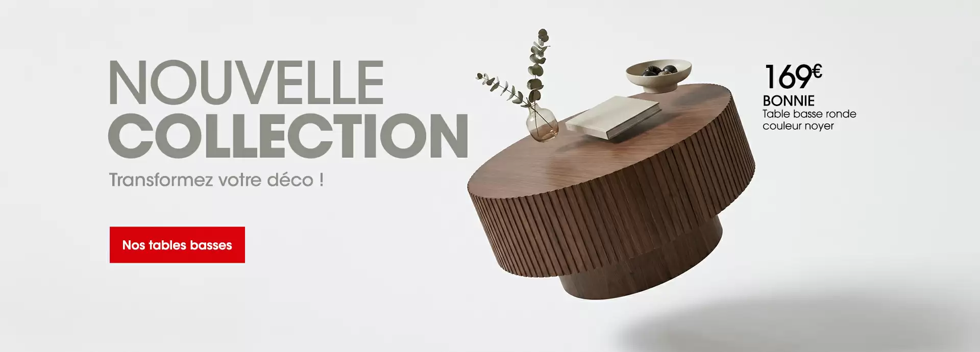 Table basse BONNIE ronde couleur noyer