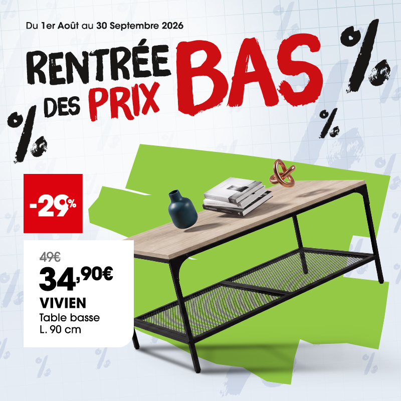 La rentr�e des prix bas, jusqu'au 30 Septembre 2026
