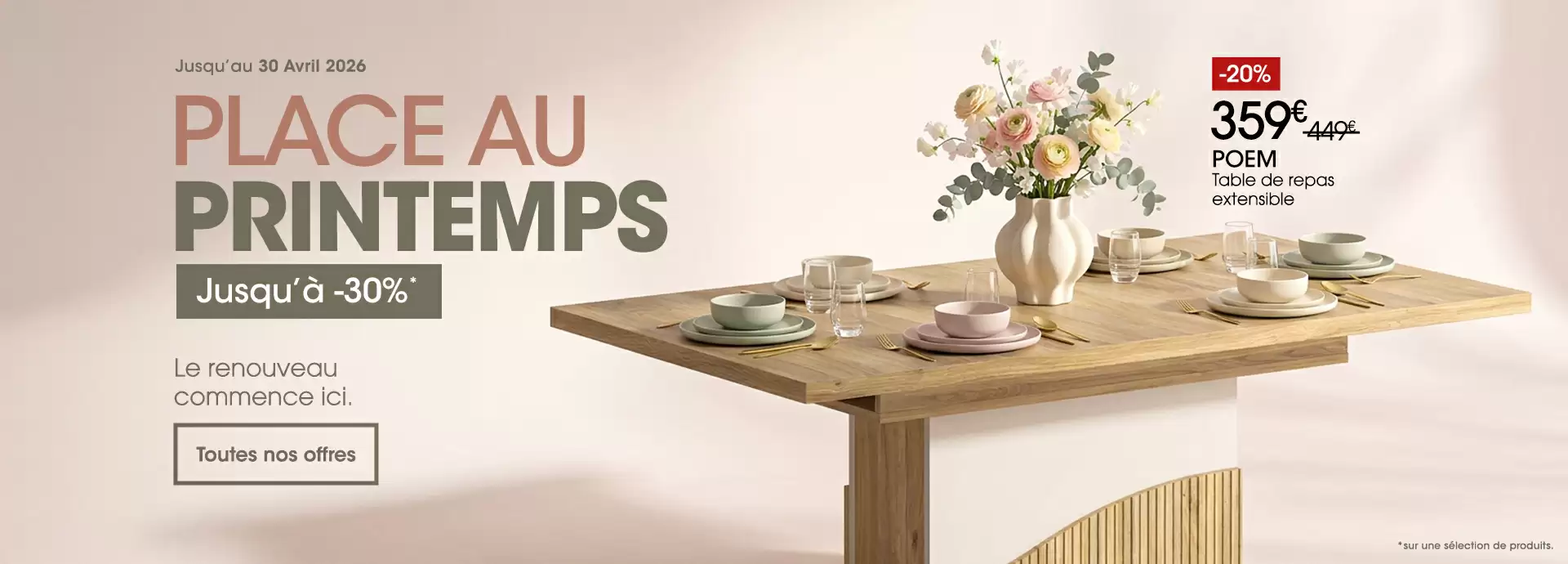 Promos de printemps 2026, jusqu'� -30% sur une s�lection de produits