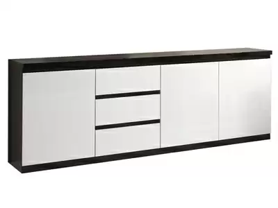 Bahut 3 portes 3 tiroirs Roma laqu bicolore