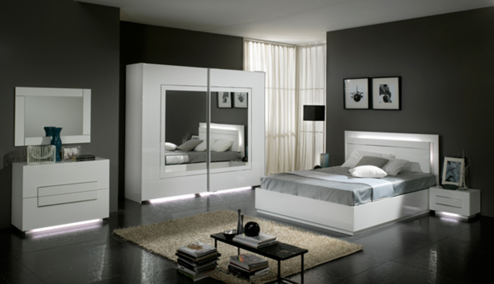 Miroir City laque blanc chambre à coucher