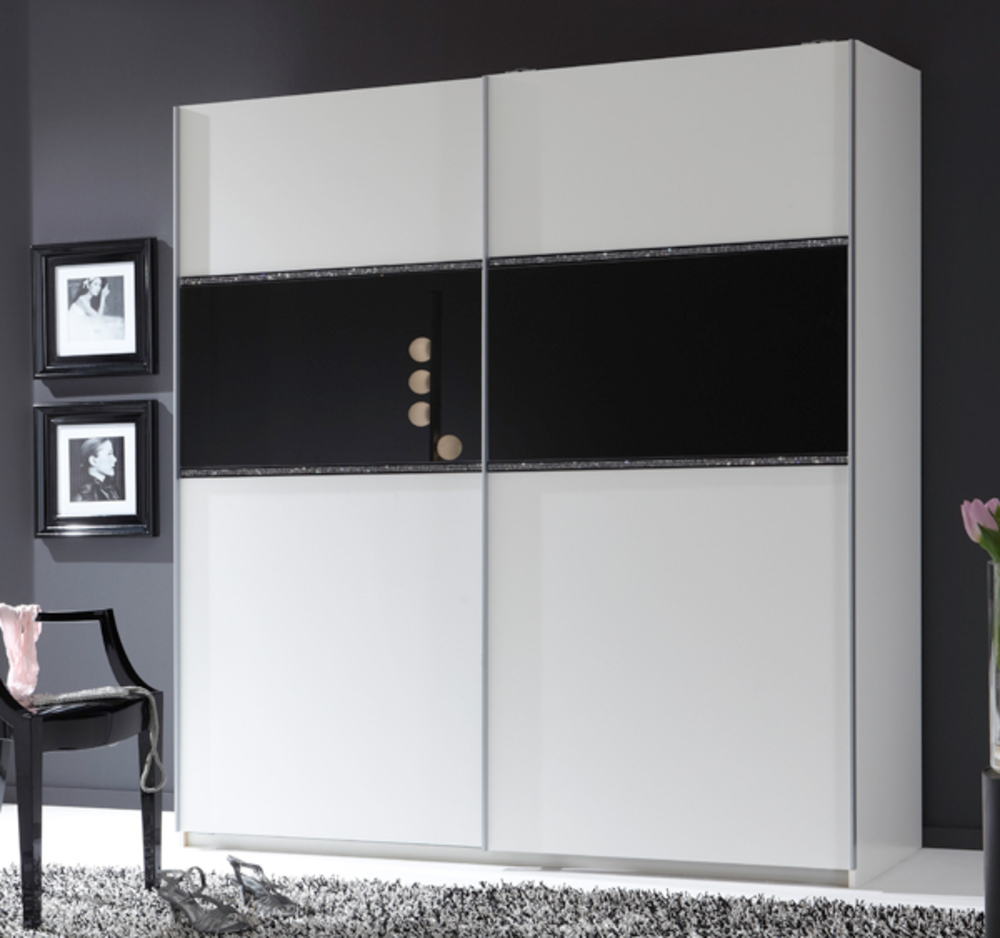 Armoire 2 portes coulissantes Blitz Noir L 135 X H 198 X P 64