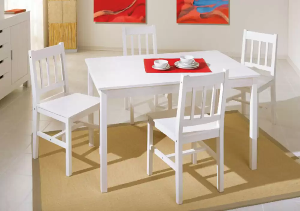 Ensemble Table et 4 Chaises, Table à Manger avec 4 Chaises, pour Salle à  Manger, Cuisine, Salon