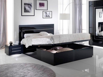 lit avec coffre de rangement city laque noir chambre À coucher