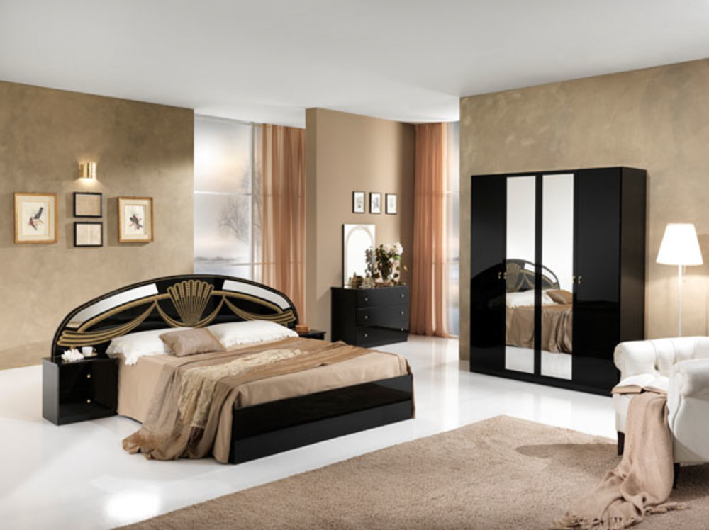  Lit  Athena chambre  a coucher noirL 250 X H 106 3 X P 198