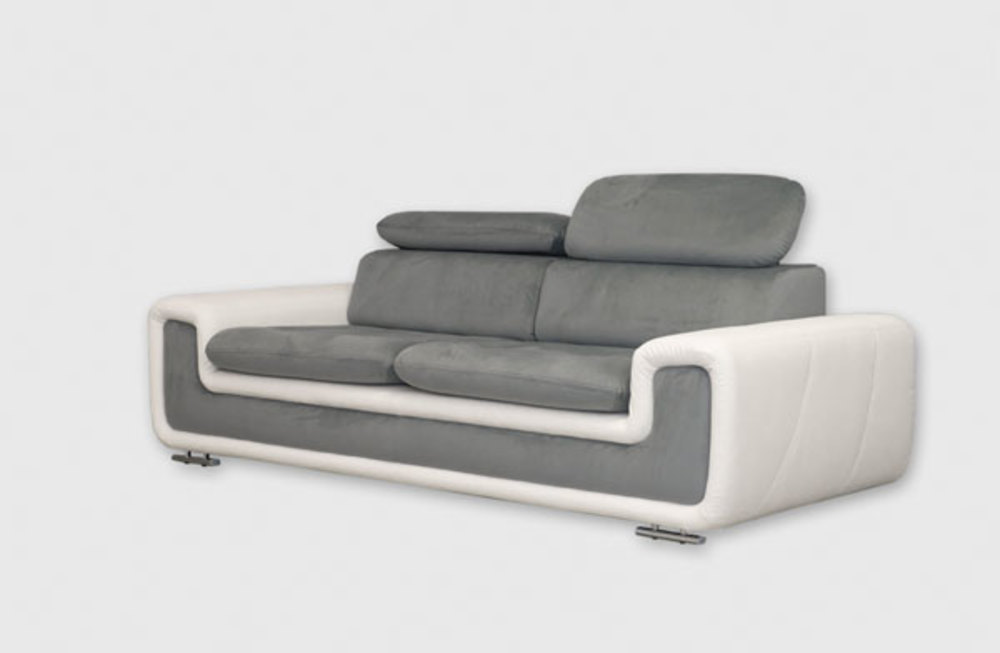 Canape 3 Places Coco Blanc Gris Fonce L 228 X H 94 X P 98