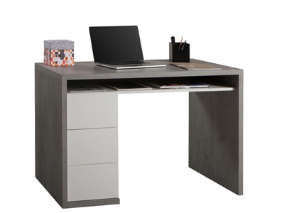 Bureau 3 Tiroirs Moneta Beton Blanc Brillant Bureau 3 Tiroirs Moneta Beton Blanc Brillant