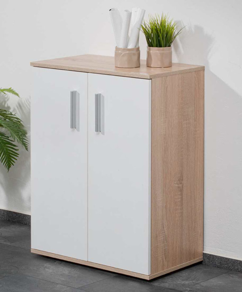  Meuble 2 portes  Conny Chene sonoma blanc