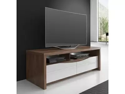 Meuble tv pm Saint tropez noyer/blanc brillant