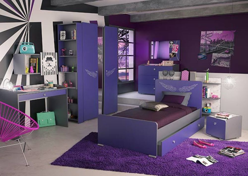 Bibliotheque Murale Glam Violet Gris