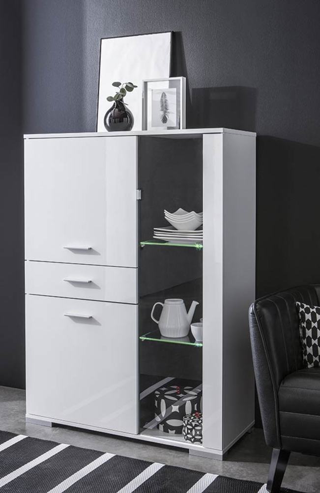 Meuble de rangement Icy Blanc/blanc brillant