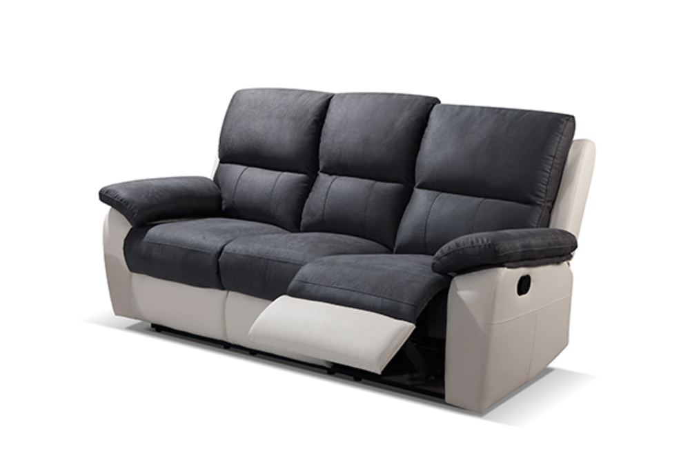 Canape 3 Places 2 Relax Manuel Berlin Luba Gris Fonce Pu Blanc