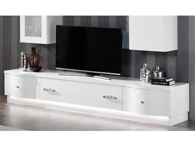 Meuble Tv Plasma Avec Leds Athena Blanc Brillant L 240 X H 42 X P 53