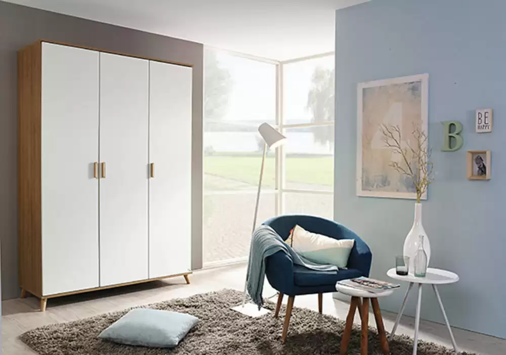 Armoire 3 portes Falun Chene/blanc
