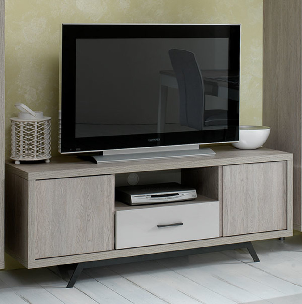 meuble tele laque gris