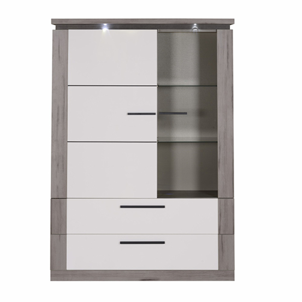 Meuble de rangement Oslo chene gris/blanc brillant