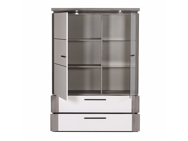 Meuble de rangement Oslo chene gris/blanc brillant