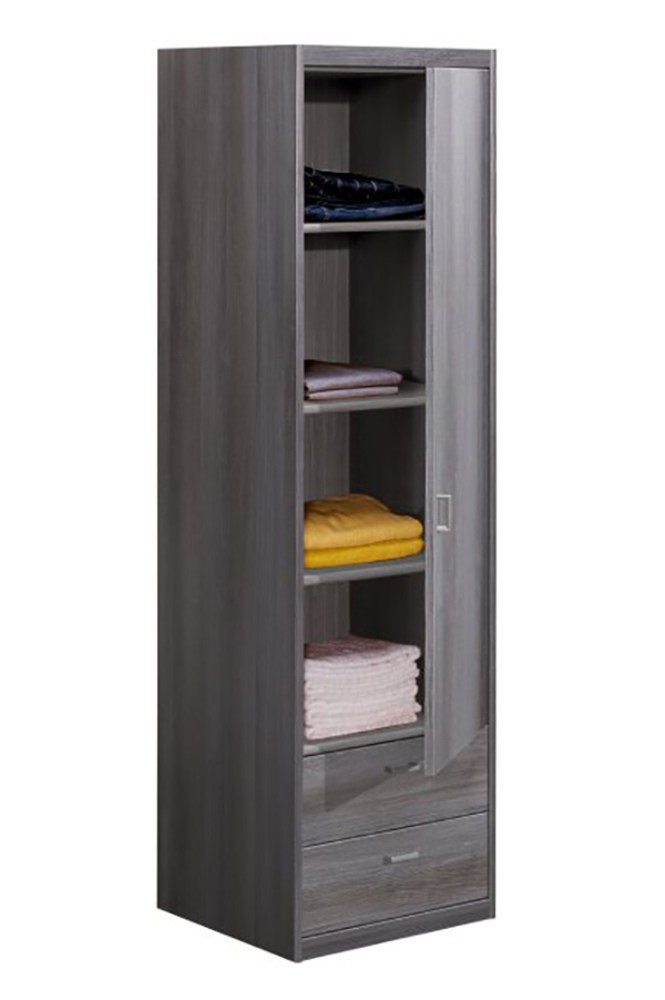 Armoire 1 porte 2 tiroirs Soft plus Chene gris